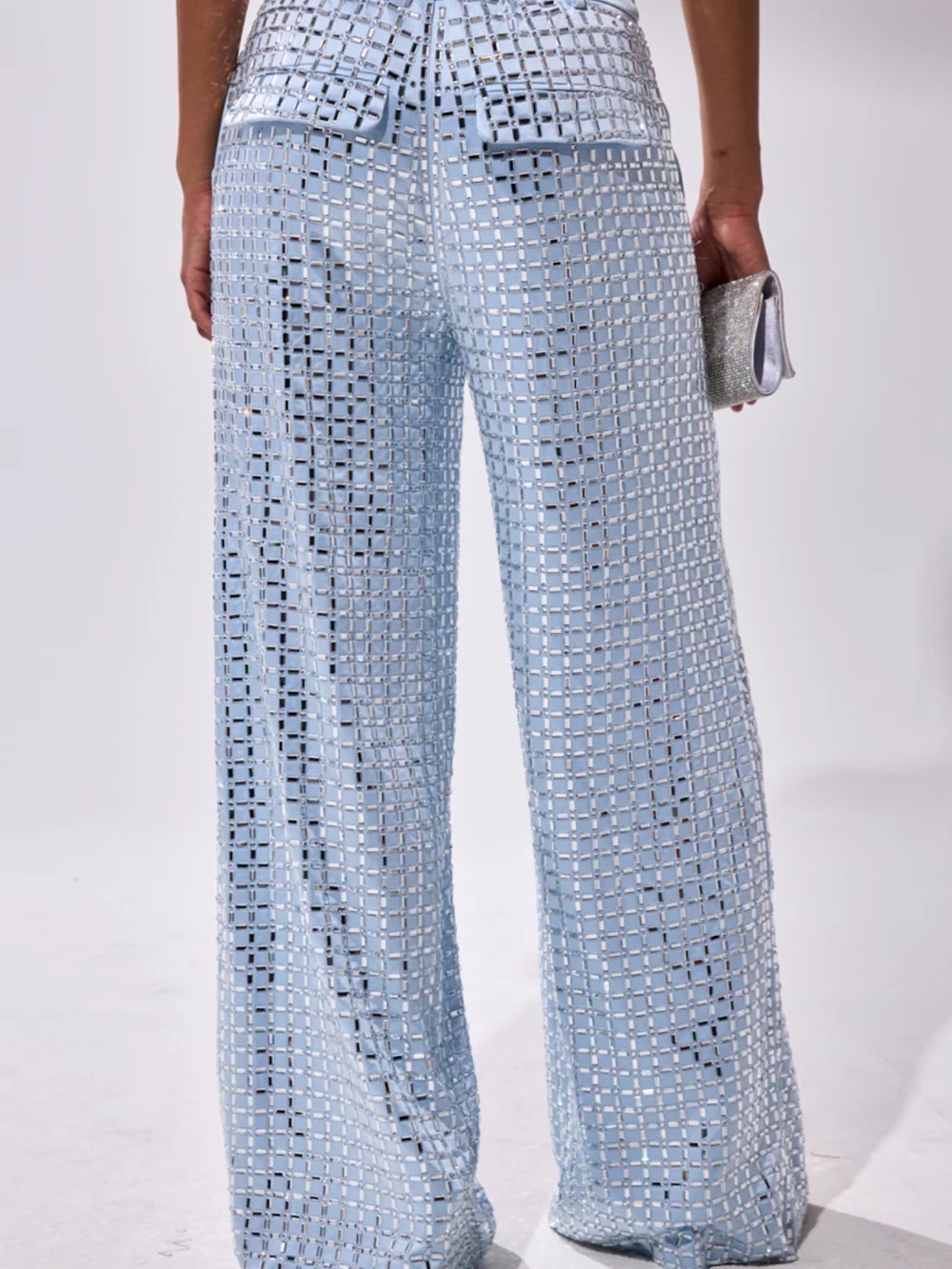 AKIRA Light Blue Sequin Strapless Wide-Leg Set - Picture 2 of 4